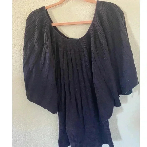 French Connection Draped Batwing Stardust Glitter Wool Blend Sweater Size M - Picture 2 of 10